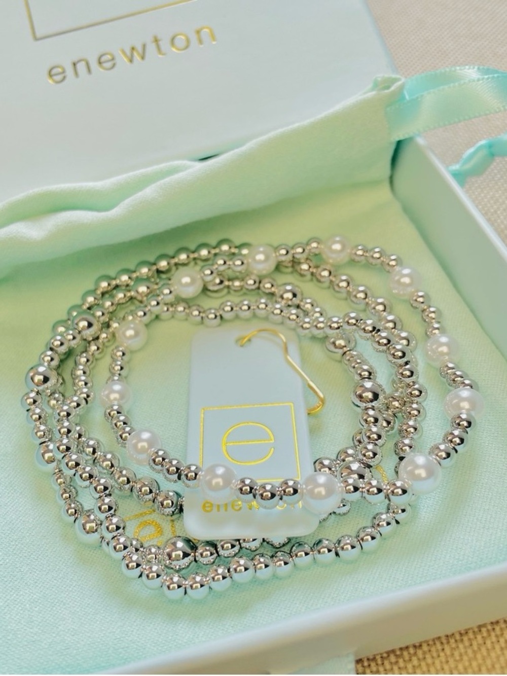 Enewton 4-Piece Silver and Pearl Bracelet Set
